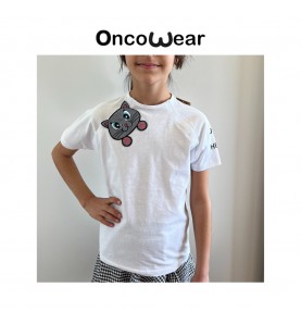 Kemoterapi Çocuk T-Shirt Kedi (P-Shirt) OncoWear Port Giyimi, Onkolojik Giyim